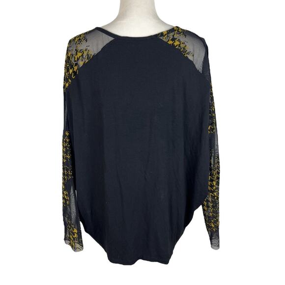 Alembika Black Yellow Check Mesh Top Long Sleeve Blouse Discontinued Size Medium - Picture 7 of 10